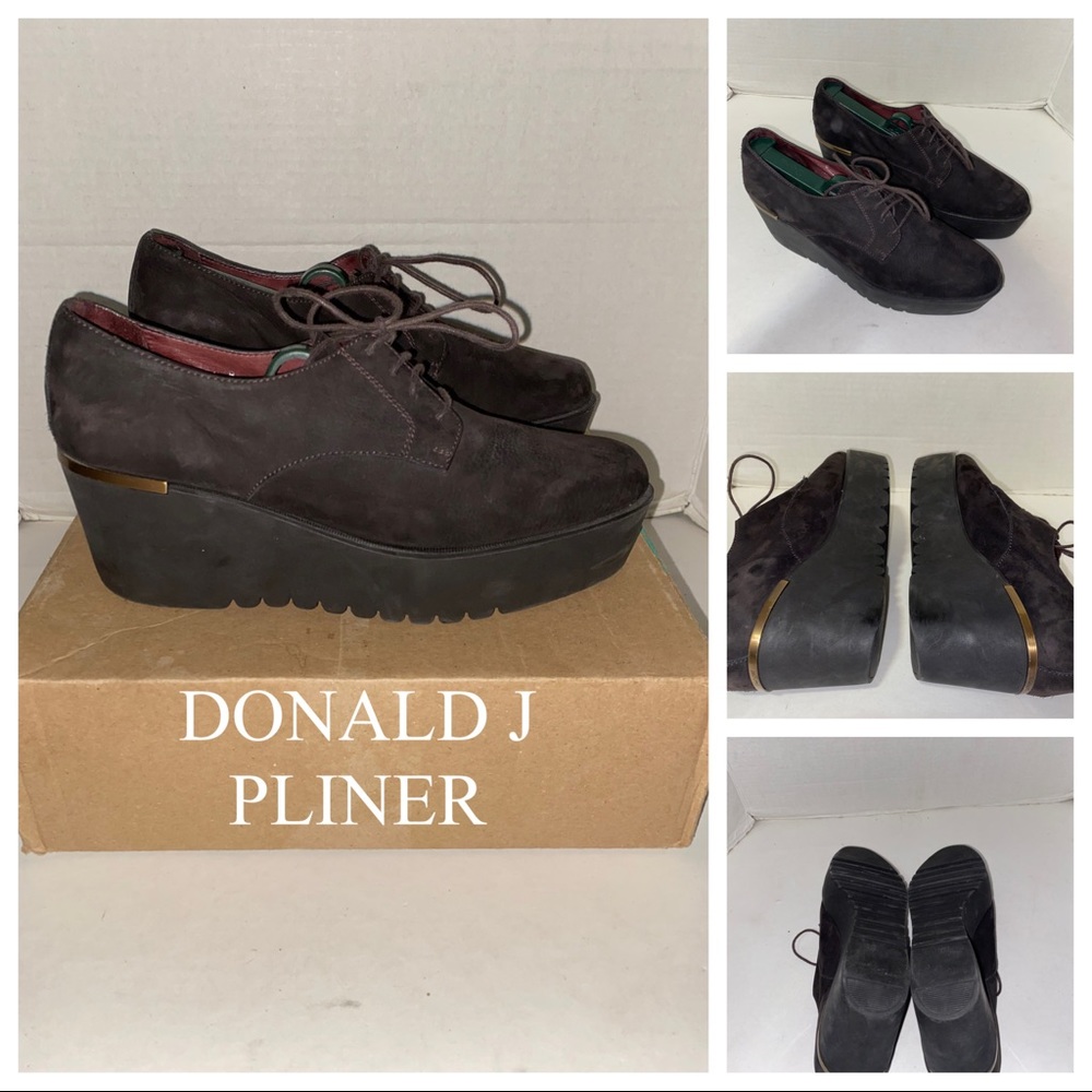 DONALD J PLINER Brown Suede Wedge Shoes Sz 7.5B